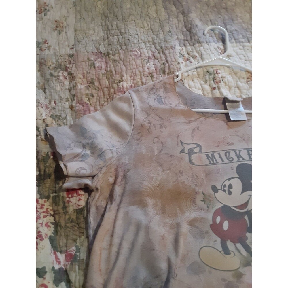 Disney mickey mouse floral t-shirt women size2X Graphic tee Casual cream - Picture 16 of 16